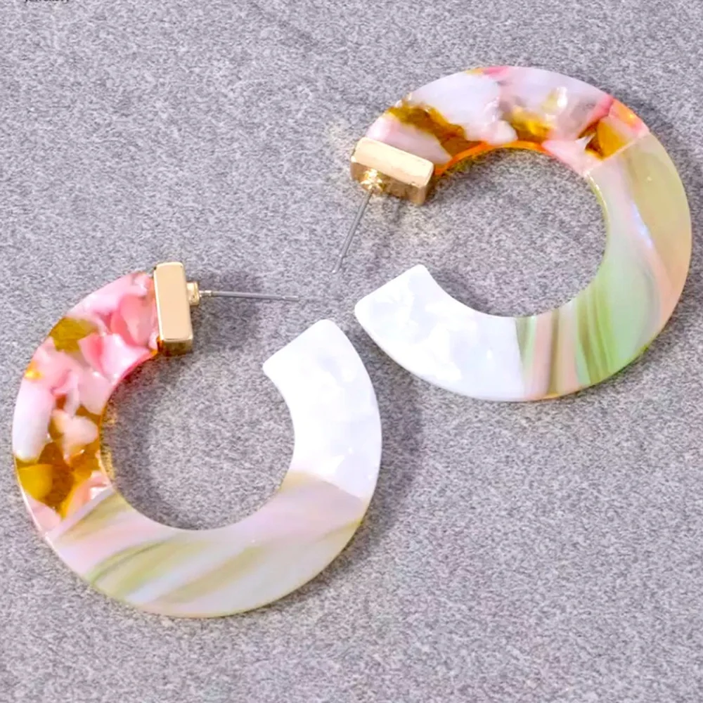 Anthro Tara Resin Hoop Earrings in Spring - Picture 4 of 4